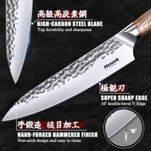 - Juego de cuchillos de cocina japoneses Juego de cuchillos de chef profesionales de 2 piezas para cocina cuchillo para cortar verduras Nakiri forjado a mano juego de cuchillos para cortar - Plateado - Ver 4