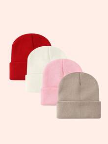 4 chiếc mũ len trẻ em, mũ len beanie màu trơn ấm áp cho bé trai và bé gái, thích hợp cho hoạt động ngoài trời và mặc hàng ngày - Nhiều màu - Xem 65
