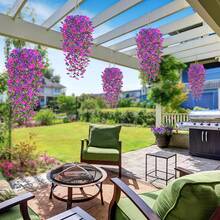 4pcs Outdoor Artificial Hanging Flowers, Fake Convolvulus With Eucalyptus Leaves, UV-Resistant Realistic Hanging Dwarf Convolvulus Plants For Home Garden Decor - Multicolor - View 9