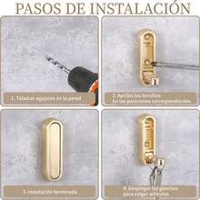 Perchero de pared montado con ganchos retro, baño, percheros metálicos, gancho colgador de ropa individual para entrada, armario de abrigos, montaje en pared - Dorado - Ver 4