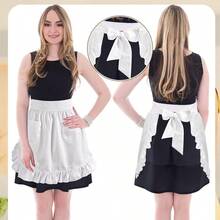 1pc Women's Short Ruffled 3-Color Apron With 2 Pockets, Maid Style Clothing, Short Apron For Kitchen Cooking And Cleaning, Kitchen Waitress Apron - Multicolor - View 4