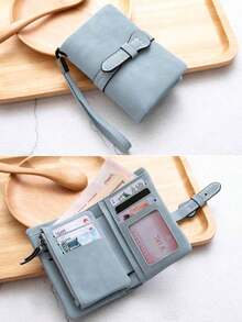 MIYIN Fashion Minimalist Hasp Women's Wallet Quilted Detail Small Wallet With Multiple Card Slots ID Window Modern Business Zipper Coin Purse Large Capacity Bifold Business Casual Women Wallet Purse Wallet Wristlet Wallet Gifts Women/ Girl /Ladies/ Friends/ Student, Birthday Gifts Teacher Gifts Anniversary - 彩色 - 查看 6