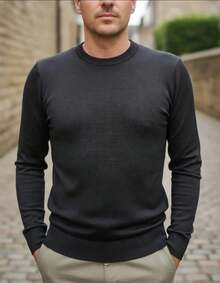 Men's Cold Weather Blouse Men's Knitted Sweater | Winter Knitted Wool Pullover Long Sleeve Turtleneck - 黑色 - 查看 5