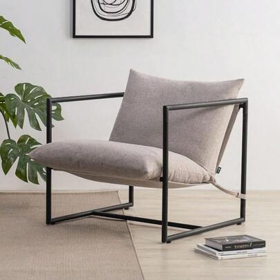 Zinus Aidan Silla de Estructura Metálica con Cojines de Espuma Color Avena y de Fácil Armado Garantía de 1 año