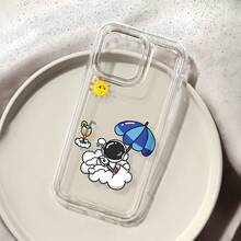 Funda para teléfono con diseño de astronauta en la playa, compatible con iPhone 16, 15, 14 Pro Max, 13, 12, 11, XR y XS Plus. Fabricada en silicona TPU, ofrece protección contra golpes y caídas, además de una excelente sensación al tacto. Es el regalo ideal para familiares, amigos y seres queridos. - transparente - Ver 6