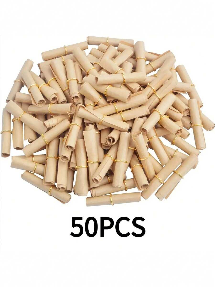 50张复古卷轴纸，迷你许愿纸，情人节、生日、周年纪念日装饰及礼物，生日祝福礼物，情人节浪漫惊喜，毕业纪念品 - 卡其色 - 查看 1