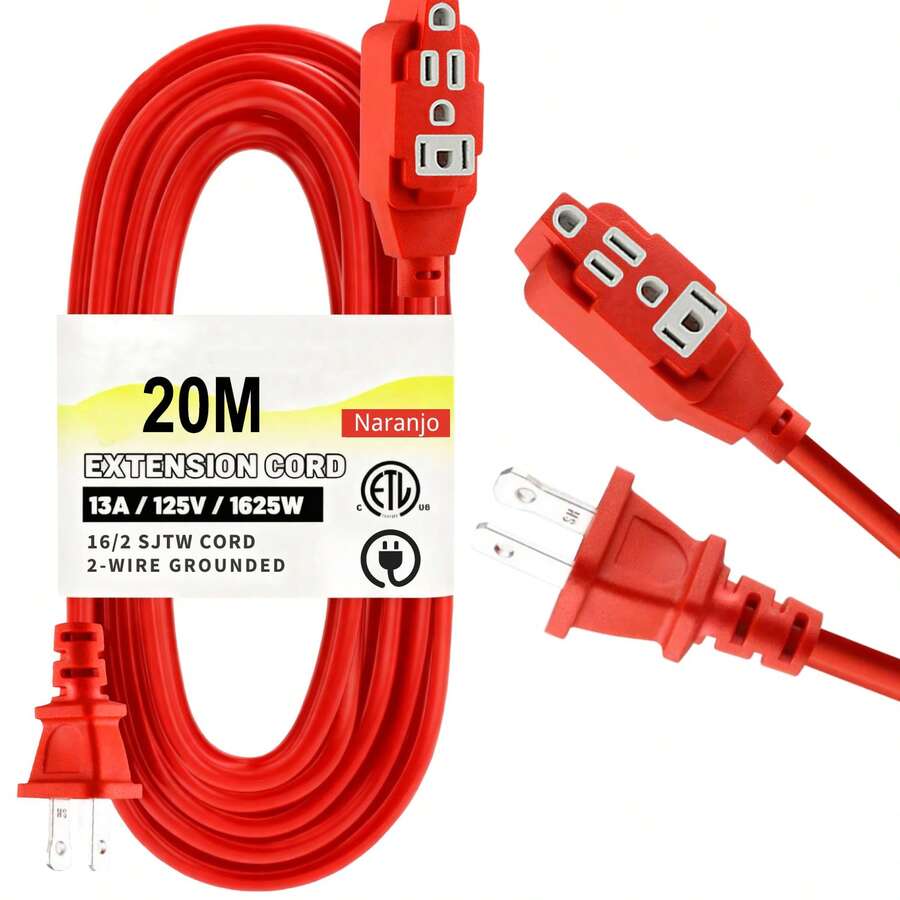 5-20m Orange Multi-Socket Extension Cable, Heavy-Duty - CHS20-20M - View 1