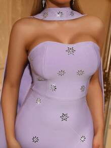 Love Aing 女士薰衣草色正式礼服，优雅奢华，红毯风尚，街头风尚，配有可拆卸披肩，适合晚宴、新年、婚礼宾客、派对等场合，缀满闪亮水钻，尽显春日气息。 - 淡紫色 - 查看 12