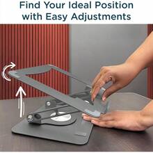 Soporte giratorio ergonómico Uncaged Ergonomics para computadora portátil y iPad con rotación de 360° ajuste de altura y enfriamiento de metal - Gris espacial - Ver 7