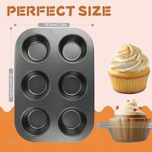 Silicone Muffin Pan For Baking, Regular Size Nonstick Cupcake Pan, 6-Cup Silicone Muffin Tin Dishwasher , Great For Muffin Cupcake Brownie Egg Tart - 黑色 - 查看 6