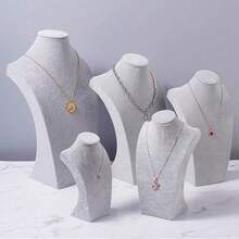 1pc Velvet Mannequin Necklace Display Stand, Jewelry Necklace Holder Rack For Counter, Showcase, Jewelry Organization - Multicolor - View 2