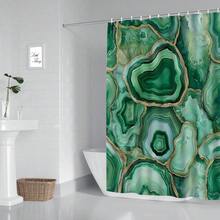 1件绿色大理石纹防水防霉浴帘 - 彩色 - 查看 3