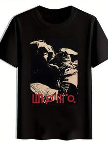 Camiseta gráfica retro de banda de rock para hombres - Cuello redondo. Manga corta. Top de poliéster de verano con letras SLIPOKOT. para viajar. Fechas. Playa. Vacaciones. Regalo de festival. Estilo casual. Ajuste Regular. Camiseta de banda de rock - Negro - Ver 1