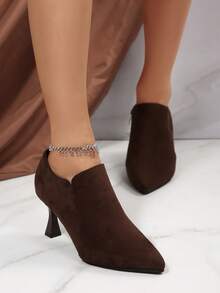 2025 Classic New Pointed Toe Chunky Heel Women's Boots, Versatile Fashion Short Boots, Elastic Mid-Calf Boots, Mother's Day Gift