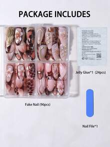 96 miếng (4 kiểu phối hợp) Miếng dán móng tay gel 3D hình chữ nhật, có thể tạo họa tiết da báo & hoa lá, miếng dán đầu móng kiểu Pháp, vừa vặn hoàn hảo. Bộ sản phẩm bao gồm: 1 hộp gel dẻo & 1 dũa móng. Miếng dán móng màu nâu giúp đầu ngón tay bạn tỏa sáng rực rỡ, phù hợp cho phụ nữ sử dụng hàng ngày đi làm và dự tiệc. Dụng cụ làm móng - Nhiều màu - Xem 4