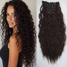 Clip In Hair Extensions 16 CLips 24Inch Long Water Wave Hair Extension For Women Full Head Synthetic Hair Extensions Hairpieces - Multicolor - View 12