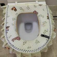 1个亚麻包边防水拉链马桶坐垫，大直径，可水洗，四季皆宜 - 彩色 - 查看 6