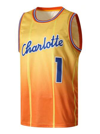 Men's Basketball Jersey 1 Yellow Embroidered Casual Sports Vest Round Neck Sleeveless Training Suit