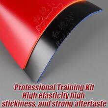 1片乒乓球胶皮，适用于快攻型乒乓球拍胶皮，球拍替换配件，高弹性红琥珀色乒乓球胶皮，附带收缩海绵 - 彩色 - 查看 10