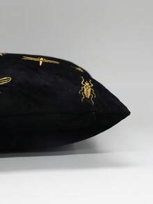 1 pièce/2 pièces Taie d'oreiller brodée d'insectes, housse de coussin, en velours, douce et confortable, 45 x 45 cm / 30 x 50 cm, convient pour le salon, la tête de lit de la chambre, excellente recommandation de cadeau - Noir - Voir 6