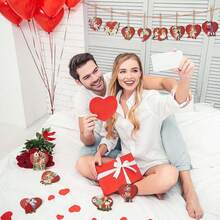 Valentines Heart Ornaments Set Romantic 2D Flat Angel Baby Wooden Hanging Valentines Decorations For Home Decor - Red - View 5