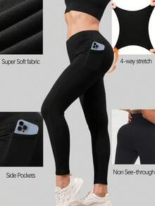High Waisted Seamless Side Pocket Slim Fit Women's Pants Multi Piece Set - Yun Rou Breathable Four-Way Elastic Tight Pants, Quick Drying, Running, Cycling, Yoga, Sports, Shopping, Leisure - Nhiều màu - Xem 4