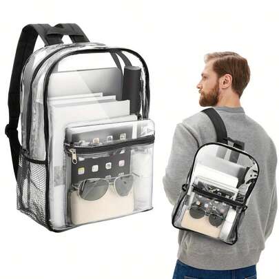 Yüksek Kaliteli Şeffaf PVC Sırt Çantası - Ayarlanabilir Omuz Askıları ve Çoklu Bölmeleri Olan, Dolgulu Tasarımlı, Geniş Kapasiteli Şeffaf Sırt Çantası; İşe Gidip Gelme, Spor, Seyahat İçin Uygundur, Ayrıca Anneler Günü Hediyesi Olarak da Verilebilir.