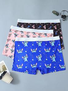 3PCS Disney, Cartoon Graffiti Print Men's Lingerie, Elasticated Waistband Men's Boxer Briefs - Multicolor - View 5
