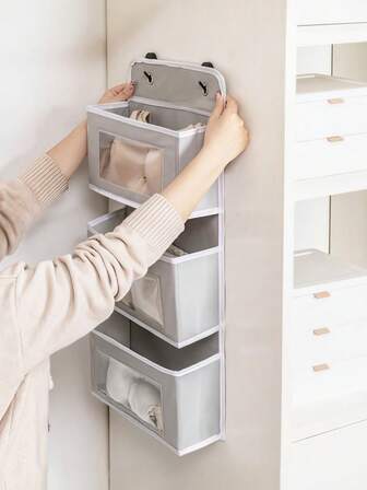 Nueva bolsa de almacenamiento multifuncional para colgar sobre la puerta, organizador colgante de 3 capas, caja de almacenamiento plegable con ventana transparente para volver a la escuela, ahorro de espacio, adecuada para despensa, escuela, baño, dormitorio, cocina, dormitorio, caravana