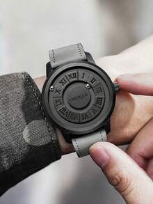 Men's Wrist Watch With Roman Numeral Dial, Business Date Quartz Watch, Round Pointer Men's Watch, Party, Wedding, Gift, Beach, Holiday, Valentine's Day Gift