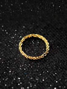 1-5pcs Gold Shiny Gypsophila Ring Set, Women Sparkling Adjustable Closed Super Glitter Chain Rings - Gold - View 5