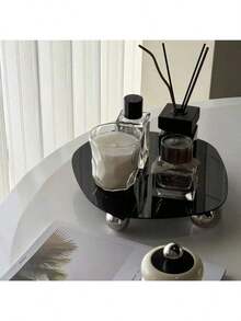 1pc Modern Geometric Acrylic Tray, Asymmetrical Shaped Acrylic Tray, Candle & Fragrance Holder, Jewelry Display Tray, Luxury Home Decor Accessory, Suitable For Roman Style Decoration, Room And Bedroom Decor, Makeup Room Decor - Multicolor - View 1