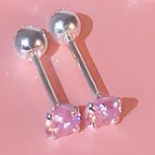 4对925纯银简约白色水晶耳夹，男女通用 - 新款优雅耳环，适合耳洞佩戴