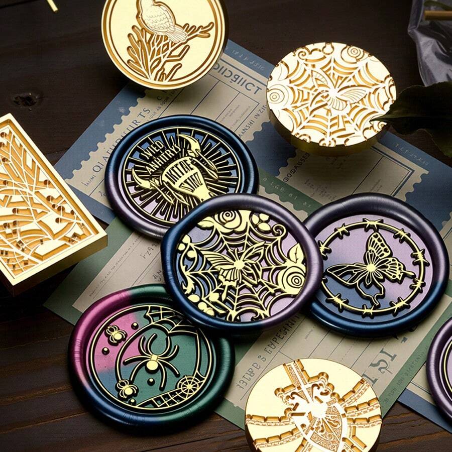 1 đầu đóng dấu sáp kiểu Gothic, đầu đóng dấu bằng đồng thau nguyên khối có thể tháo rời, dụng cụ đóng dấu sáp kiểu cổ điển tối màu dùng để gói quà, làm thiệp chúc mừng, niêm phong phong bì.