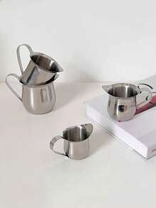 1/2pcs Stainless Steel Milk Frothing Pitcher, Coffee Milk Frother Cup, Latte Art Cup, Pointed Milkshake Cup, Suitable For Espresso And Regular Coffee, School Supplies