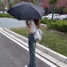 1pc Mini Multi-Color Folding Umbrella, Portable Pocket Umbrella For Sunny And Rainy Days, UV Protection, Suitable For Daily, Outdoor, Travel, Sports, Beach, Picnic, 6 Metal Ribs, Plastic Handle, Basic Style Parasol - 淺粉色 - 查看 8