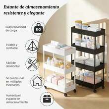 Estantería de almacenamiento multiuso con ruedas, organizador tipo carrito, ideal para guardar especias y utensilios en la cocina, snacks y objetos diversos en la sala de estar, libros en el estudio y artículos de higiene en el baño. Disponible en múltiples tamaños y niveles. Combina estantería móvil, carrito y organizador en un solo producto. Uso versátil, múltiples configuraciones, diseño minimalista y fácil de combinar, apto para diversos espacios. - Rosa - Ver 3