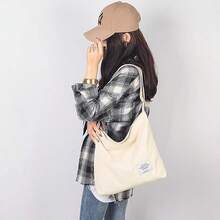 Bolso de Mano de Lona para Niñas - Bandolera Ajustable, 36x36x9 cm, Ideal para Trabajo, Compras y Escuela - A Beige - Ver 1