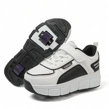 Transformable Roller Skates With Retractable Wheels For Students, Adults, Unisex, Suitable For All Seasons - Black and White - View 21