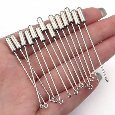 10pcs/Pack Blank Brooch Pins With Rhinestones, DIY Jewelry Making Safety Pins For Clothing, Bags, Accessories