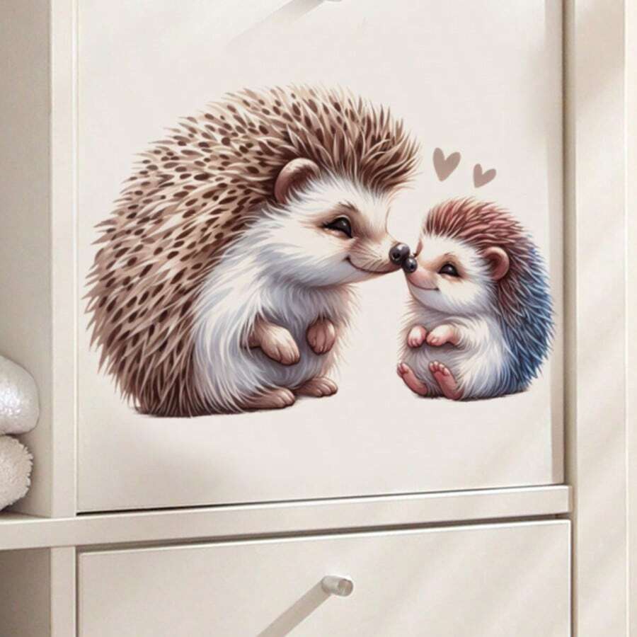 Liten igelkott varm väggdekal, två söta små fåglar väggdekal, lämplig för hotell, hemvist, kontor, sovrum, vardagsrum, matsal, arbetsrum, avtagbar PVC väggdekal - Multifärgad - Visa 1