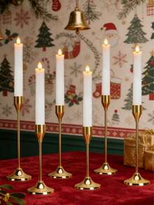 6/12/30个金色锥形烛台，完美适用于浪漫的欧式烛光晚餐、婚礼装饰、房间装饰、家居装饰以及各种节日餐桌布置——是圣诞节、万圣节、复活节、排灯节、感恩节、婚礼、宴会、派对、家居和酒店装饰的理想之选。经久耐用，易于组装。（不含蜡烛）。生日、毕业典礼和其他场合的绝佳礼物。