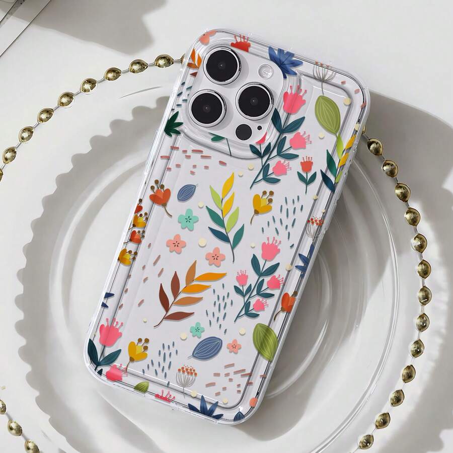 Funda para teléfono con diseño floral bohemio veraniego, compatible con iPhone 16, 15, 14 Pro Max, 13, 12, 11, XR y XS Plus. Fabricada en silicona TPU, ofrece protección contra golpes y caídas, además de una excelente sensación al tacto. Es el regalo ideal para familiares, amigos y seres queridos. - transparente - Ver 1