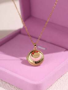 Dây chuyền khung ảnh bất đối xứng mạ vàng cổ điển lãng mạn, mặt trăng thiên thần màu tím oải hương, trang sức nhiều lớp thanh lịch dành cho nữ, dây chuyền khung ảnh (không kèm hộp). - Nhiều màu - Xem 22