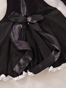 Bộ trang phục biểu diễn hộp đêm cosplay 6 món, váy ngủ ren hở vai, bộ trang phục hầu gái xuyên thấu gợi cảm, trang phục nhập vai dễ thương, trang phục nữ mùa xuân màu đen - màu đen - Xem 5