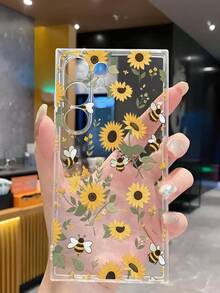 1 chiếc ốp lưng điện thoại mềm trong suốt hình hoa hướng dương và ong, tương thích với Samsung Galaxy A04e/12/A13/A14/A34/A50/A52/A53/A54/S21/S22/S23/S24/S25/S25Ultra - Trong sáng - Xem 5
