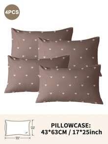 1pc/2pcs/4pcs Polyester Pillowcase Set With Bow & Heart Pattern, Soft & Comfortable, Suitable For All Seasons - Multicolor - View 39