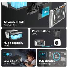 Hepway 1000W Portable Power Station 577Wh Solar Generator Large Capacity Travel Essential Portable Charger 12lb Light With BMS Automotive Grade Lithium Battery, Power Bank With 200W Solar Panel Charging, 2x 120V Pure Sine Wave AC Outlets 700W, PD 60W USB-C Charging Station For Gifts For Men/Women, RV, Emergency Home Use, Fishing, Camping Gear - 黑色 - 查看 2