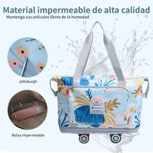 Bolsa de viaje on ruedas de gran capacidad y desmontable, bolsa de mano, mochila escolar. el asa son desmontables para un almacenamiento fácil. Unisex adecuado para viajes de negocios, viajes, escuela. Bolso y mochila de gran capacidad - Neblina azul - Ver 3