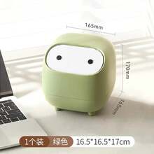 Trash Bin Small Paper Basket Contrasting Color Mini Cute Double-Layer Push-Type Small Trash Can Desktop Storage Tool Trash Bin - Green-1 - 查看 13